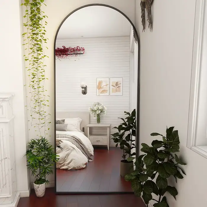 Miroir Mural Book ine Longueur en Arc de 71x26 Pouces, Miroir de Sol avec Support, Miroir Complet en