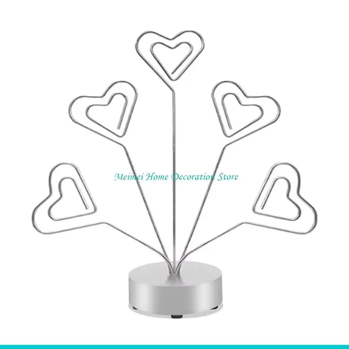 H7BF – cadre Photo en forme cœur/rond, arbre avec base ronde à 5 branches, essentiel fête