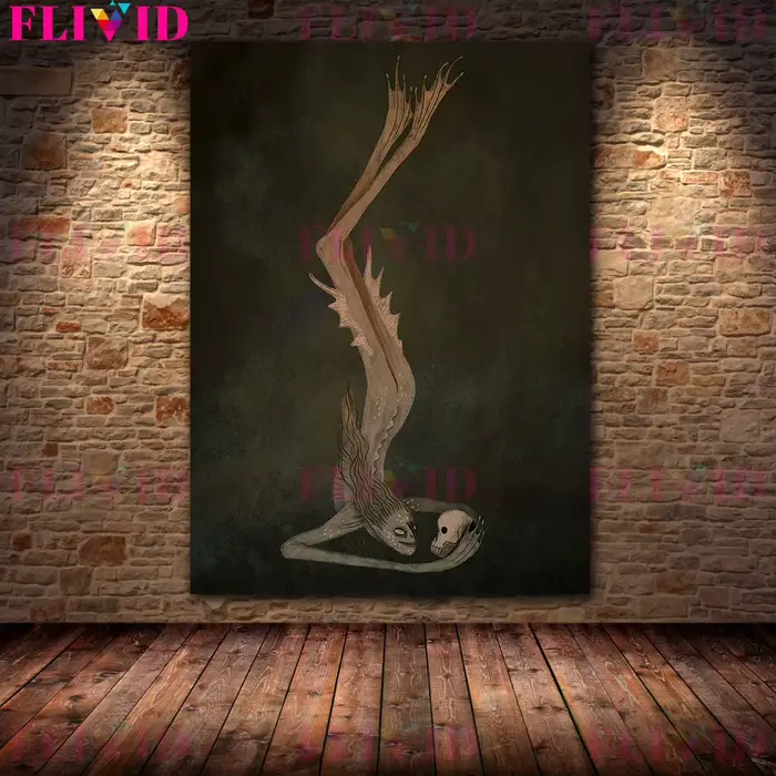Affiche d'art d'illustration sombre de sirène et de sirènes