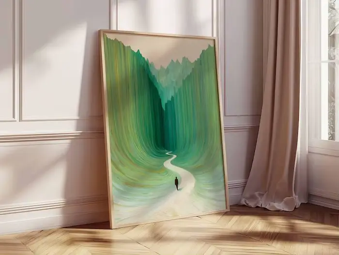 Affiche sur toile de paysage abstrait vert moderne