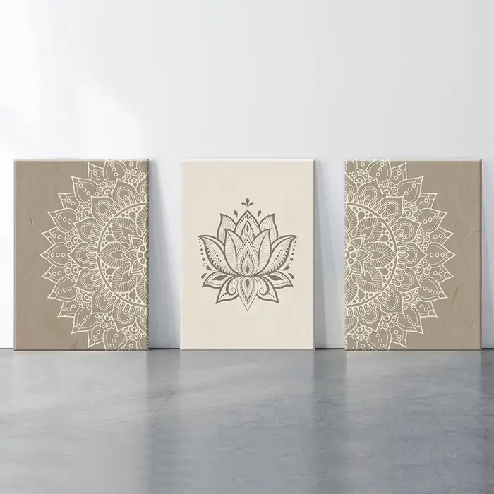 Toile de peinture de Mandala bohème Beige