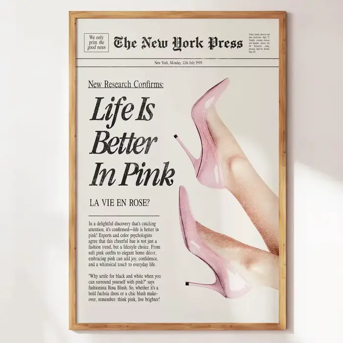 Affiche sur toile rose sans cadre