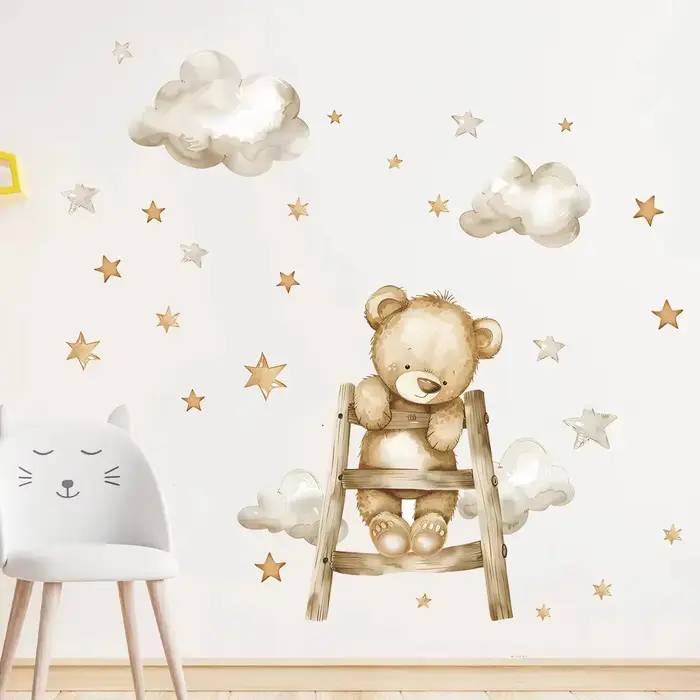 Autocollant mural ballon ours mignon pour enfants