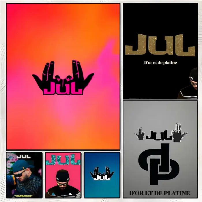 Affiche J-Jul de rap français, art décoratif supérieur pour la maison, le pub et l'intérieur, décoration intérieure
