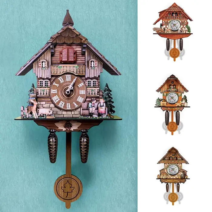 Horloge coucou horloge murale artisanat Vintage en bois coucou arbre maison horloge pour chambre salon bureau décoration de la maison
