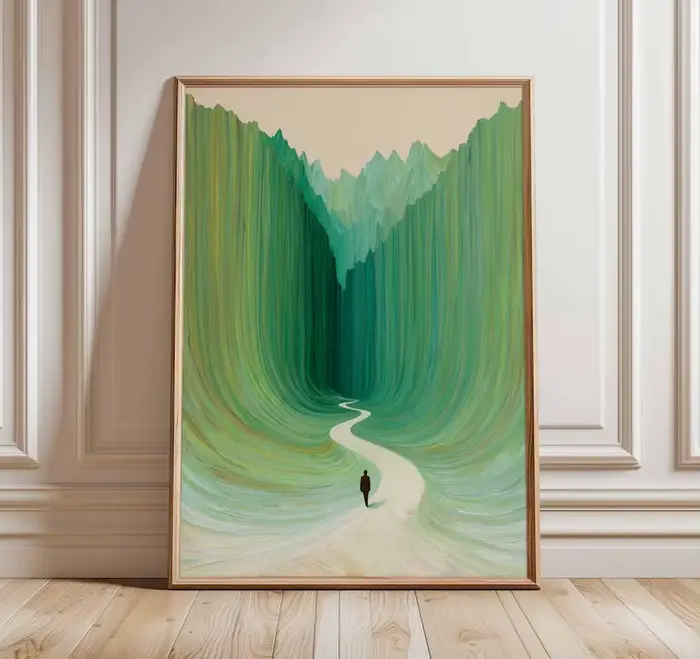 Affiche sur toile de paysage abstrait vert moderne