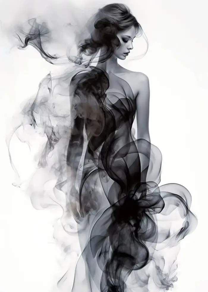 Affiche murale moderne abstraite en noir et blanc, minimaliste, avec ombre et encre, pour femme, imp