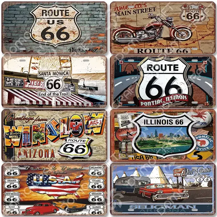 Planner Route 66 Metal Plate for Garage Bar