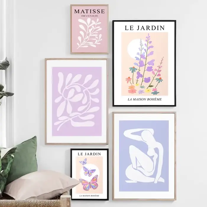Esthétique Pastel Matisse plantes abstraites fleurs femmes nues mur art toile peinture affiches et impressions style nordique salon ro