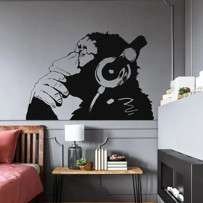 Autocollant Mural singe Banksy, autocollant Mural en vinyle, musique, son DJ, Rap Rock, Jazz, Pop, m