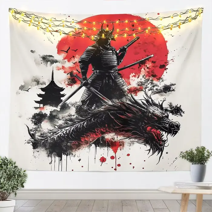 Tapisserie murale chinoise orientale, art paysager zen, peinture à l'aquarelle de montagne, rivière, fleur de lotus, décoration de maison asiatique, affiche