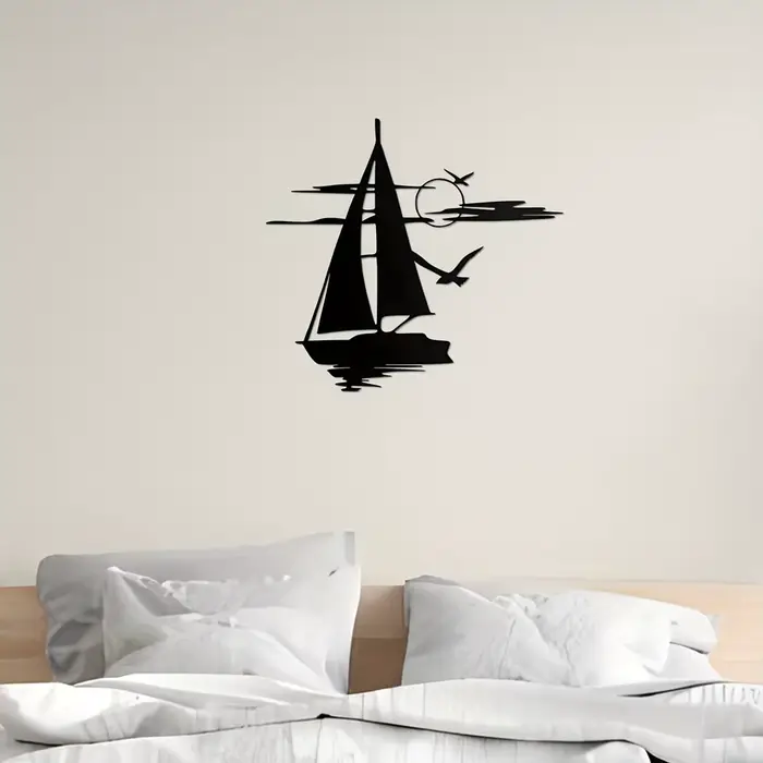 Autocollant mural artistique en forme de bateau flottant, adapté à la décoration des salons, des chambres à coucher et des salles à manger avec murs artistiques