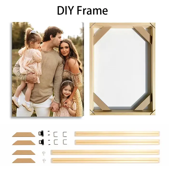 1 toile photo personnalisée, cadre en bois DIY ou affiche sans cadre en option, cadeau exclusif pour les couples ou les familles, personnalisable