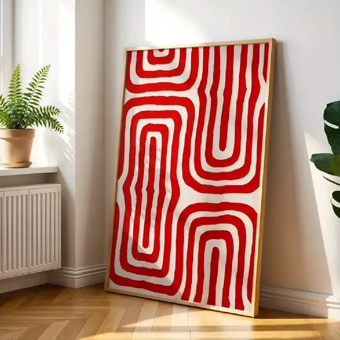 Impression sur toile de peinture murale au design géométrique rouge