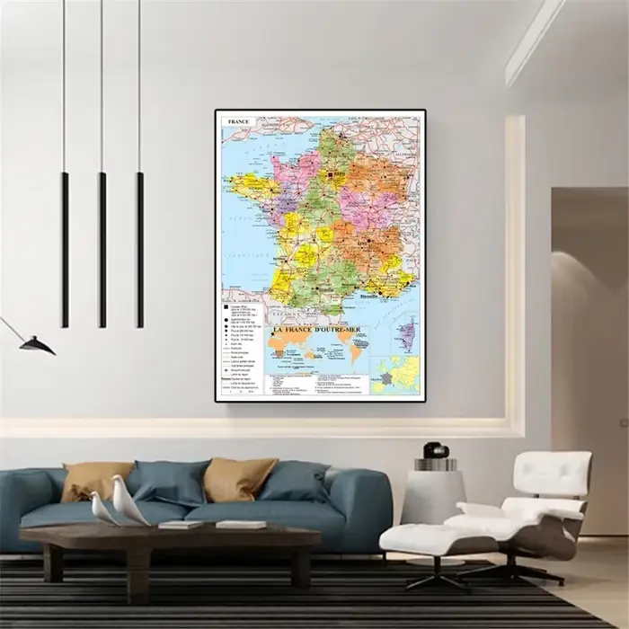 Affiche de carte de la circulation de la langue française de France