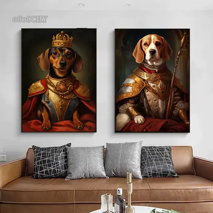 Peinture sur toile d'art de portrait de chien d'animal