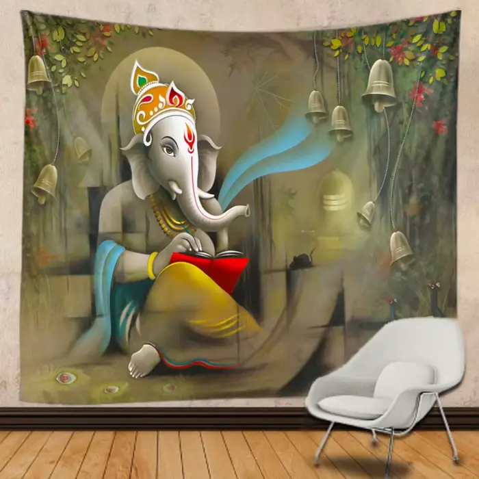 Tapisserie murale d'art de dieu indien Ganesha