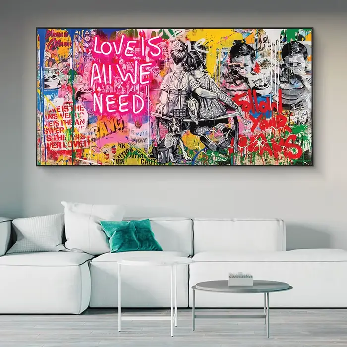 LOVE IS ALL WE NEED – peintures artistiques Graffiti imprimées sur toile