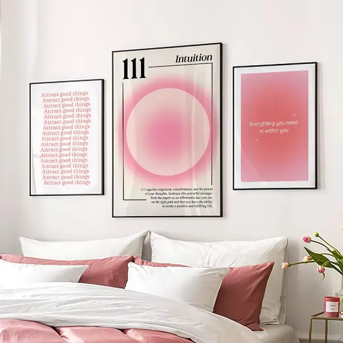 Affiche et imprimés de chiffres d'ange rose