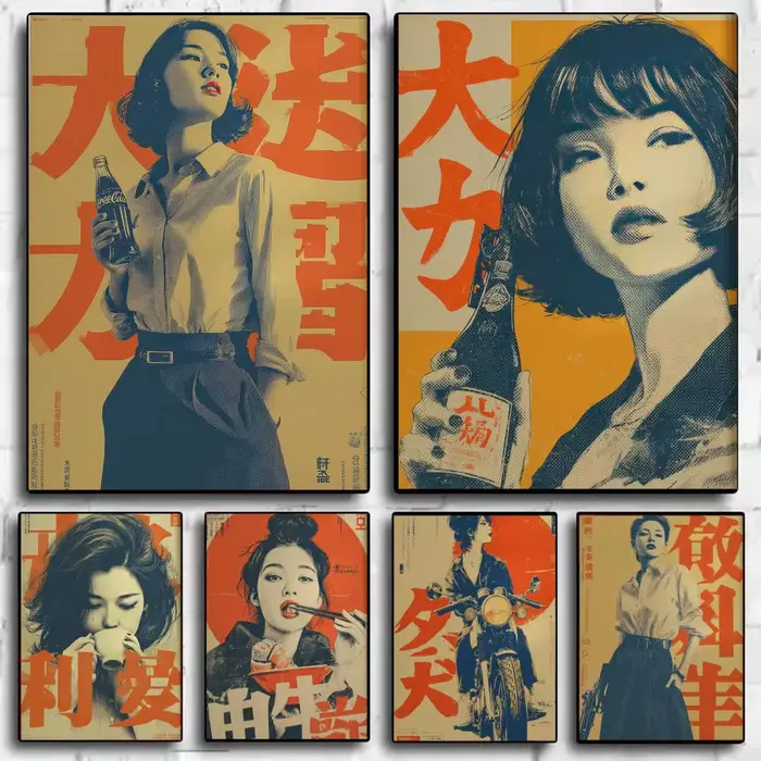 Affiche rétro de femme japonaise