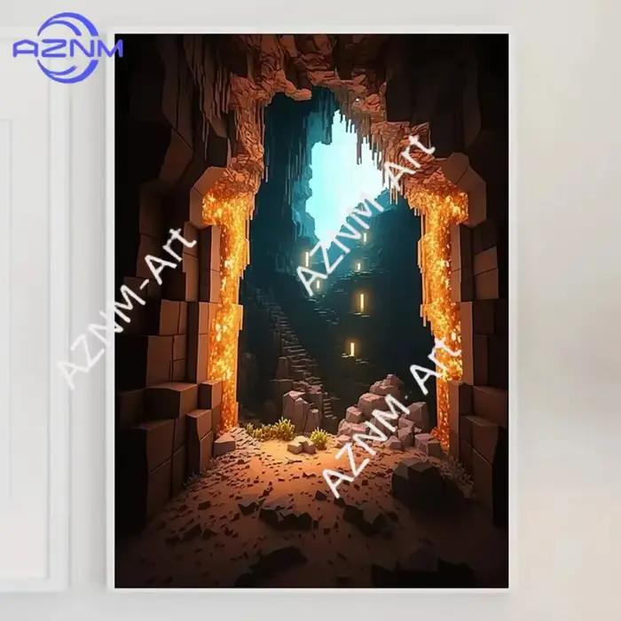 Peinture sur toile Paysage Mine Game Pixel Craft