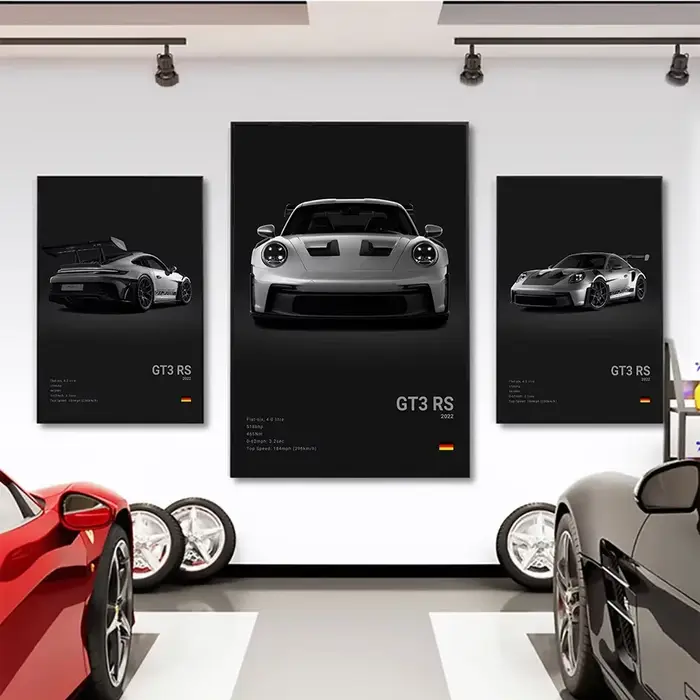 Pop noir et blanc allemagne luxe Super Sport voiture affiche esthétique 911 GT3 RS Turbo toile impression pour mur Art Garage chambre décor