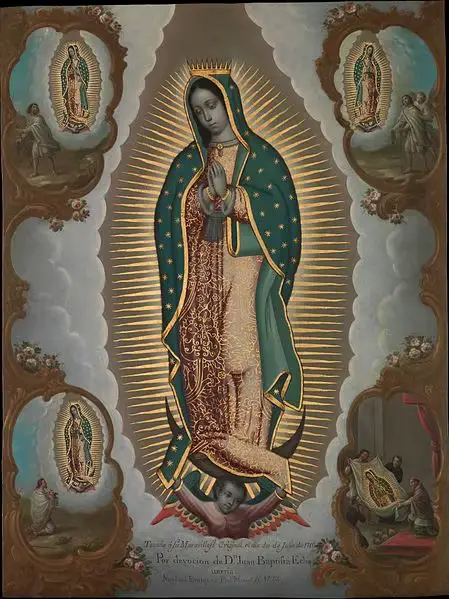 Peinture religieuse de la vierge de gua alupe avec les quatre apparences