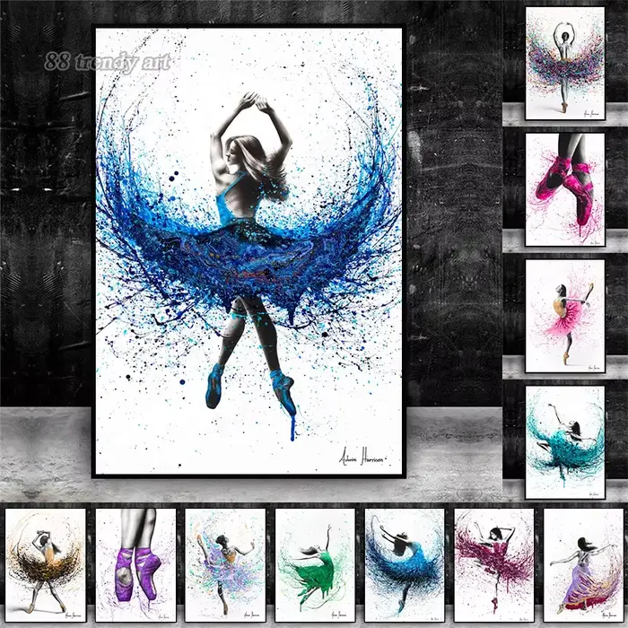 Affiches et impressions abstraites de peinture sur toile de ballet de fleuron de séparés euse de fille