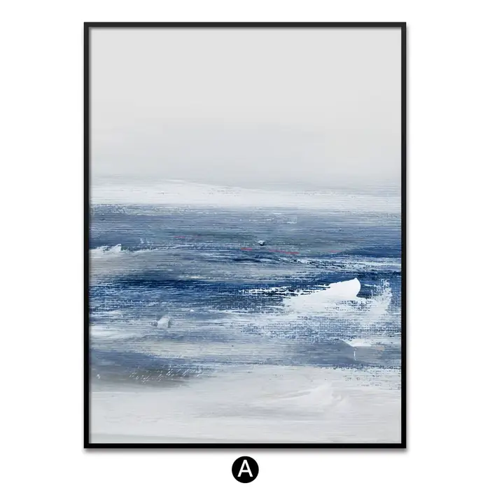 Affiche en toile de mer bleue couleur eau abstraite, peinture de paysage de plage, tableau d'art mur