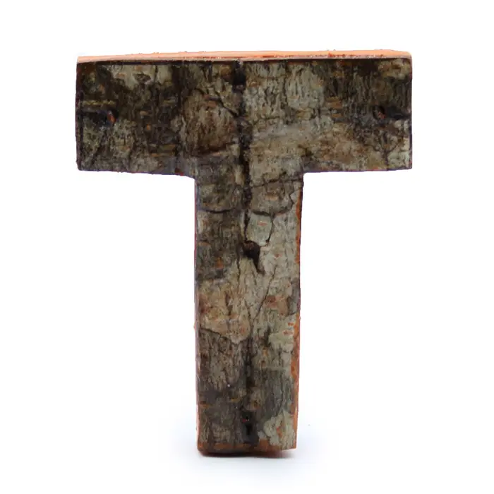 Rustic Bark Letter   - T  - 7cm