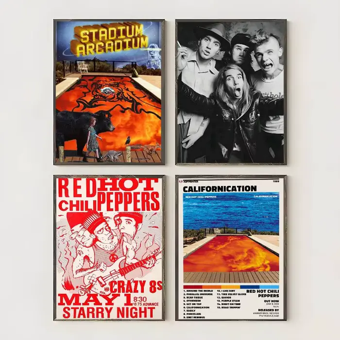 Affiche d'art de bande r-rouge Hot C-Chili Peppers avec imprimés