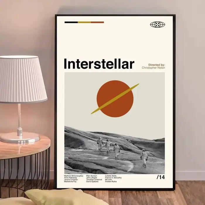 Affiches de film de science-fiction classique interstellaire et peinture sur toile murale, décor d'a