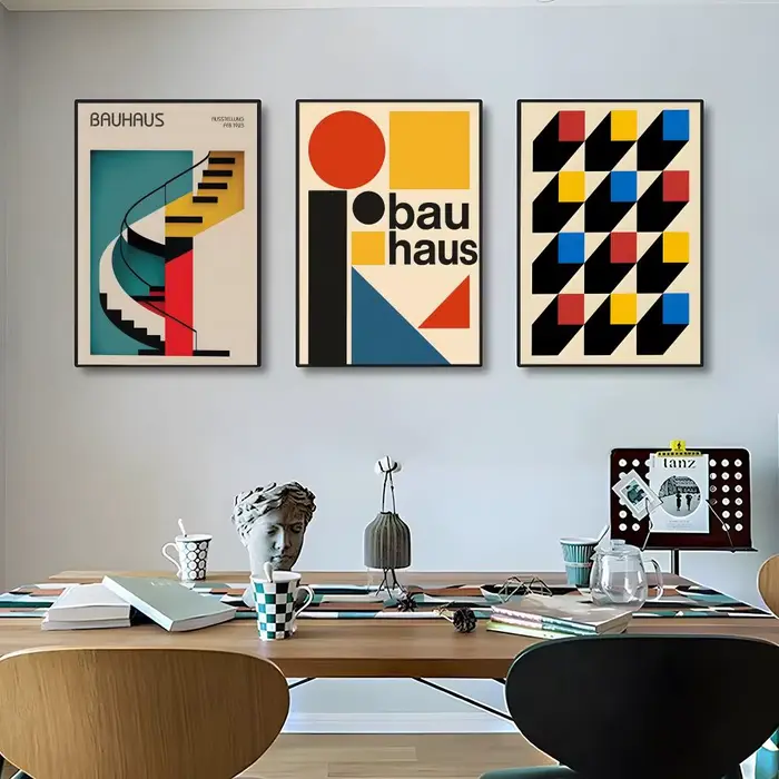 Affiche Bauhaus abstraite orange sans cadre