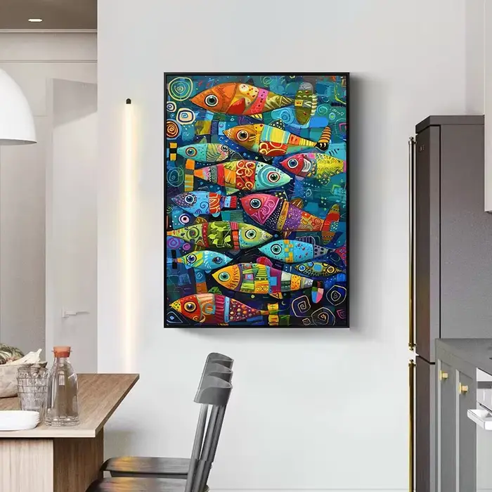 Affiches et imprimés sur toile de poisson coloré abstrait dans la mer