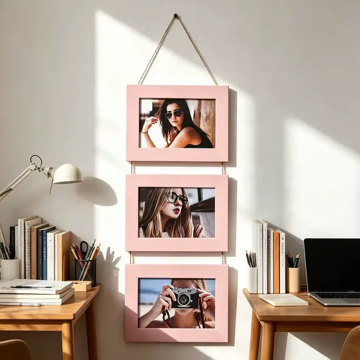 Cadre photo mural rustique en bois, collage de photos multiples, cadre vintage en bois assemblé pour galerie domestique