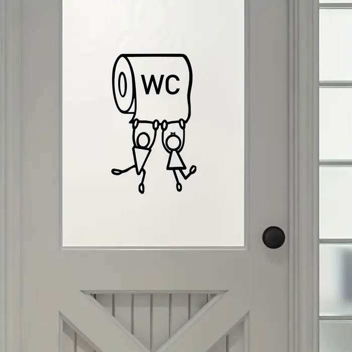 Autocollants de dessin animé « WC » - Art mural humoristique pour les toilettes