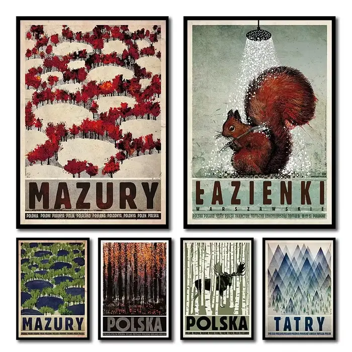 Affiche et impression sur toile rétro originale de Pologne