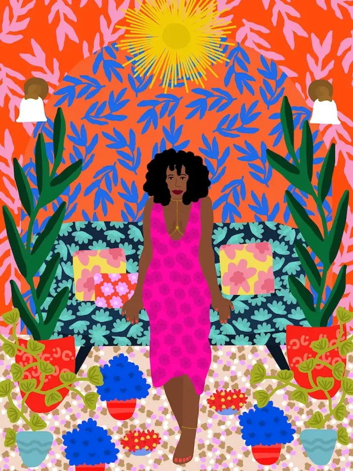 Toile d'art mural de fleurs de fille colorées tropicales, affiches et imprimés Boho pour salon, pein