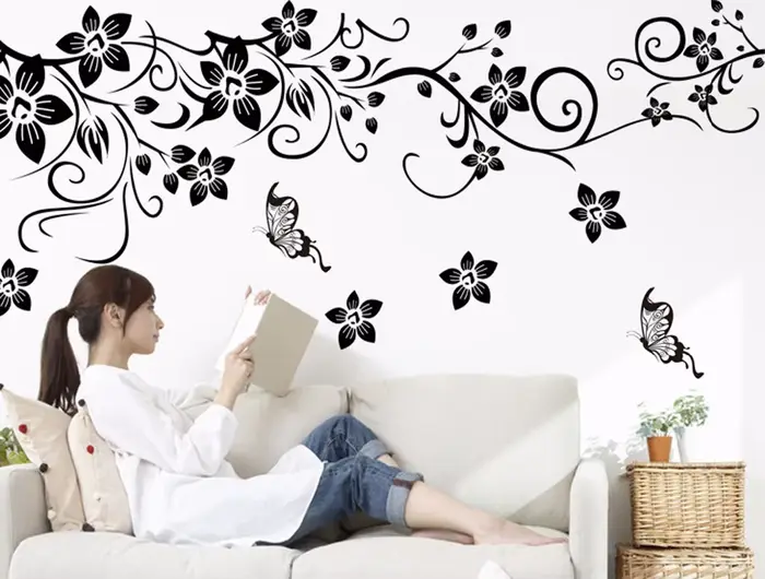 Chaud bricolage belle mur Art décalcomanie décoration mode romantique fleur Stickers muraux décor à la maison 3D papier peint Mural affiche