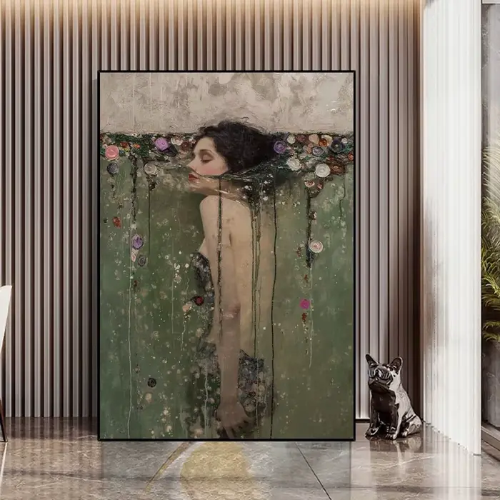 Mihail Zablodski travail Vintage pétales femme élégante dans l'eau Art affiches imprimer rêveur
