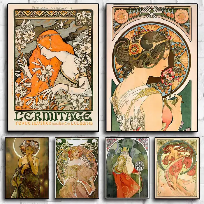 Affiche rétro d'art Nouveau