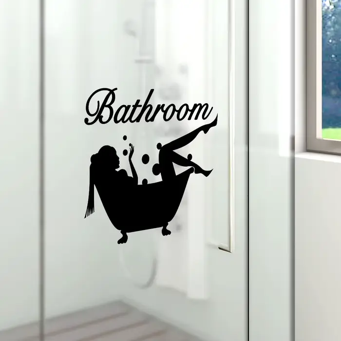 Autocollant Mural en vinyle pour salle de bain avec lettres amovibles