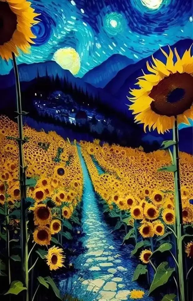 Van Gogh tournesol fleur ciel étoilé Art mur Art affiche toile peinture pour salon décor à la maison