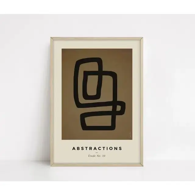 Toile de peinture abstraite moderne Beige et blanc, impression d'art mural neutre scandinave pour dé