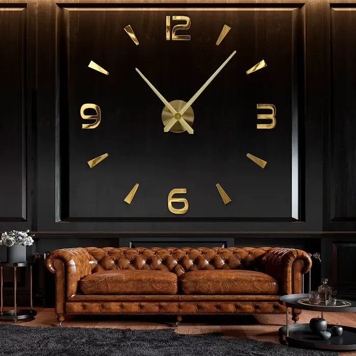 Grande Horloge Murale 3D Sans Cadre