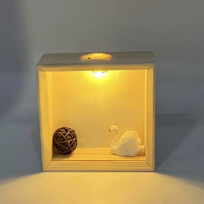 Cadre lumineux LED en bois