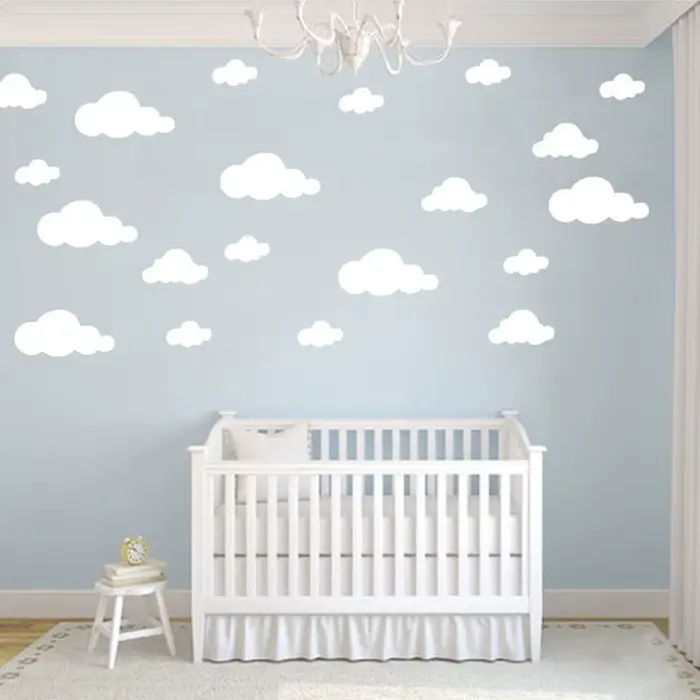 Autocollant mural PVC nuage blanc style nordique