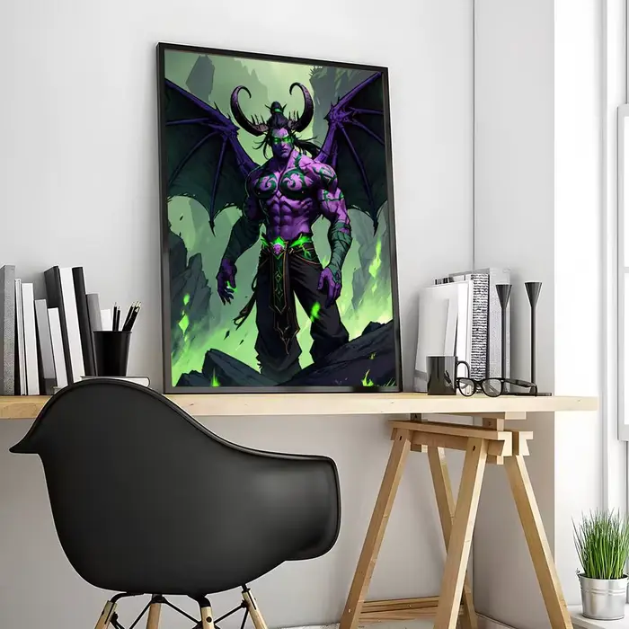 Affiche sur toile de calligraphie de peinture World of Warcraft: sans plis, imperméable, Durable, dé