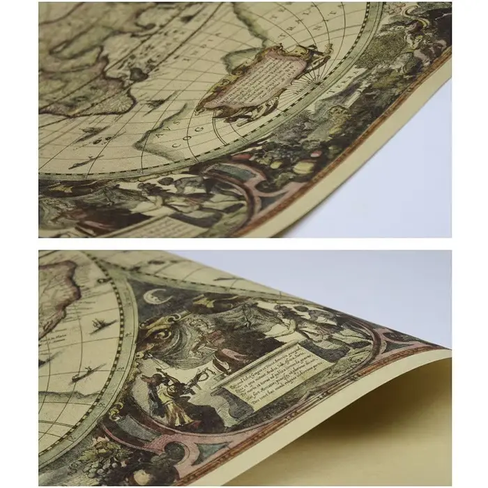 Carte du monde rétro, carte de l'océan nautique