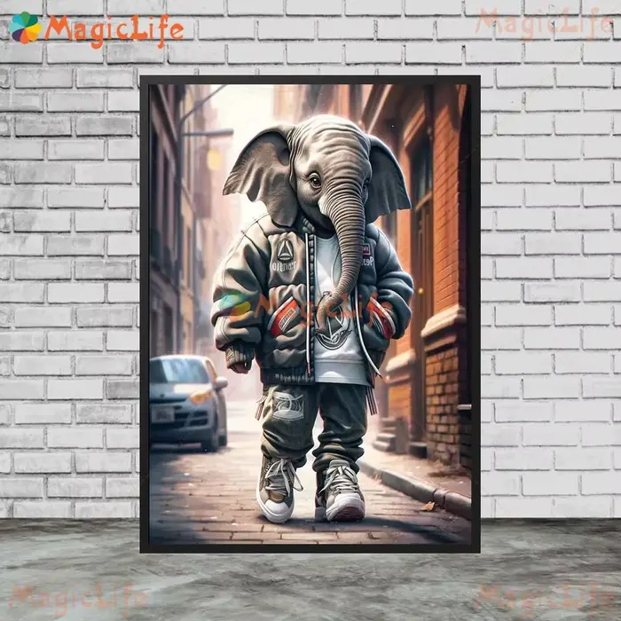 Funny Elephant Model Fashion Animals Poster Wall Pictures For Living Room Nordic